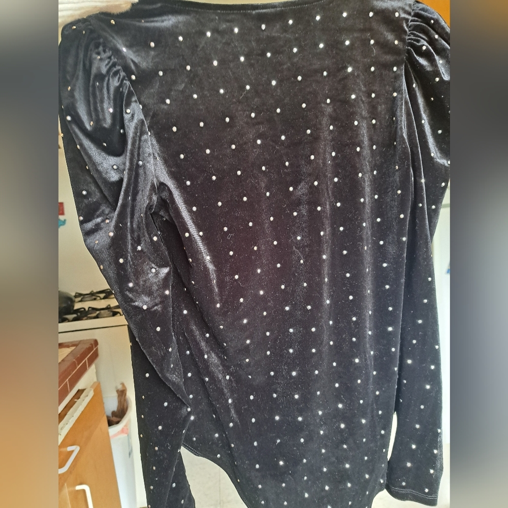 Velvet bedazzled Low cut Long sleeve